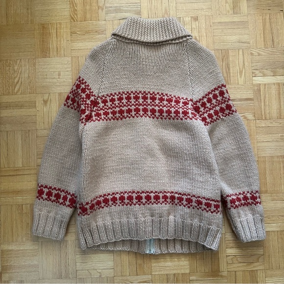 Vintage 50s 60s Cowichan Wool Knit Zip cardigan sweater - Picture 3 of 4